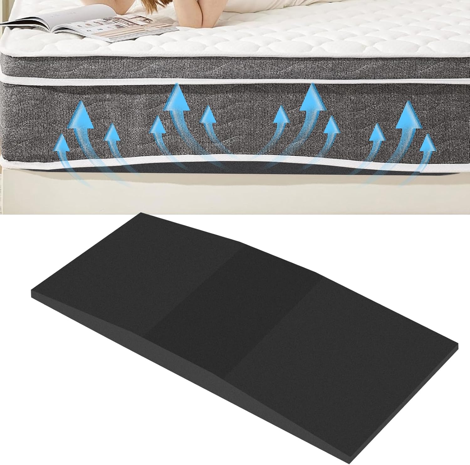 Sagging Mattress Support Board - 50D High-Density Foam, Curved Design for Targeted Support, 47"x25"x2" Under Mattress Helper to Fix Sag & Improve Sleep (Grey)