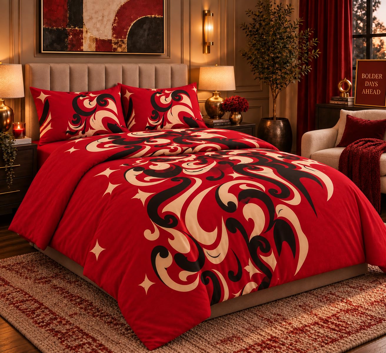 Opulent Living Double Duvet Cover set with Fitted Sheet & 2 Pillowcases