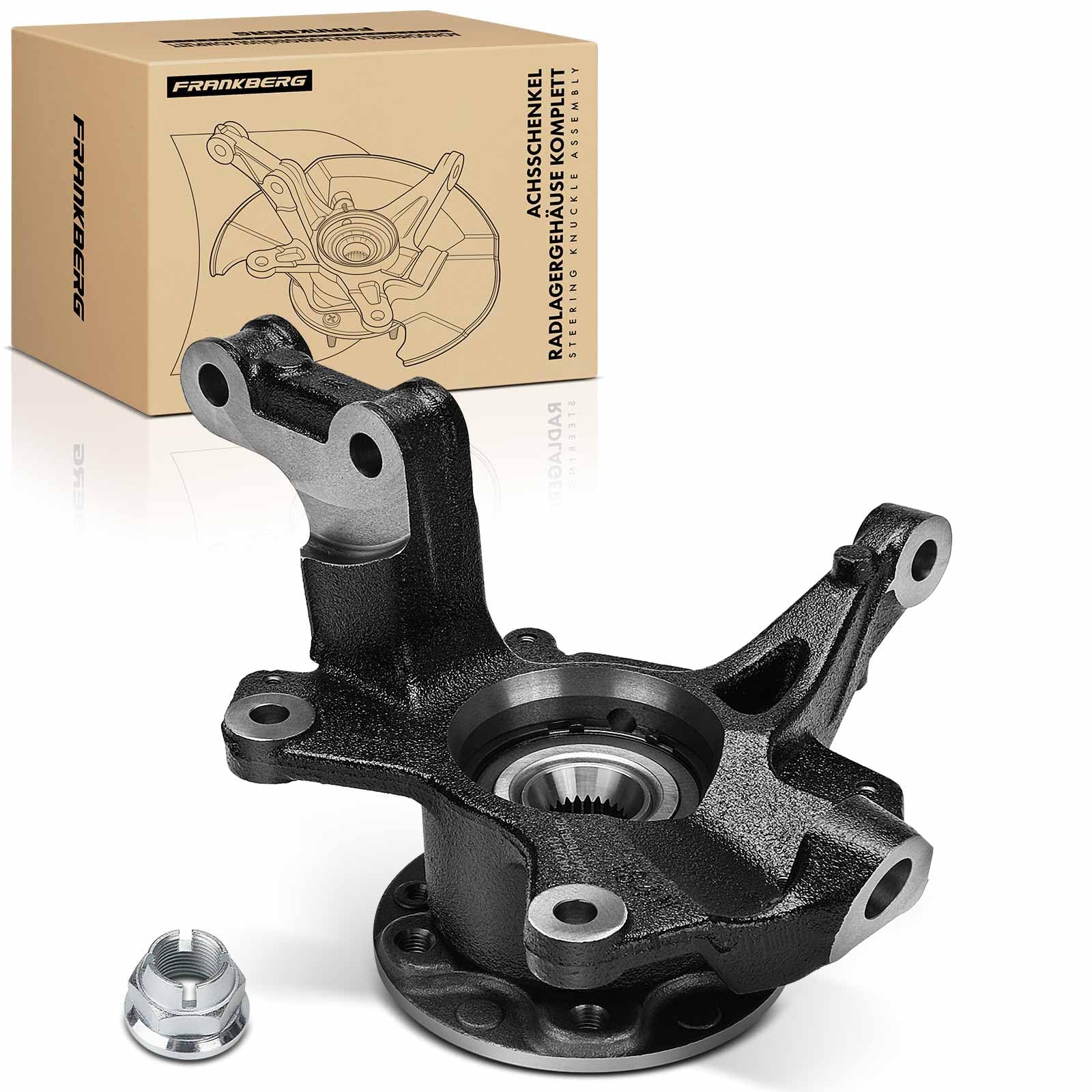 Frankberg Caja de cojinete de rueda completa Eje delantero derecho Compatible con M.e.g.a.n.e III Coupé DZ0/1 M.e.g.a.n.e III Compacto B3 BZ0/1 Scénic III JZ0/1 Replace# 400147163R