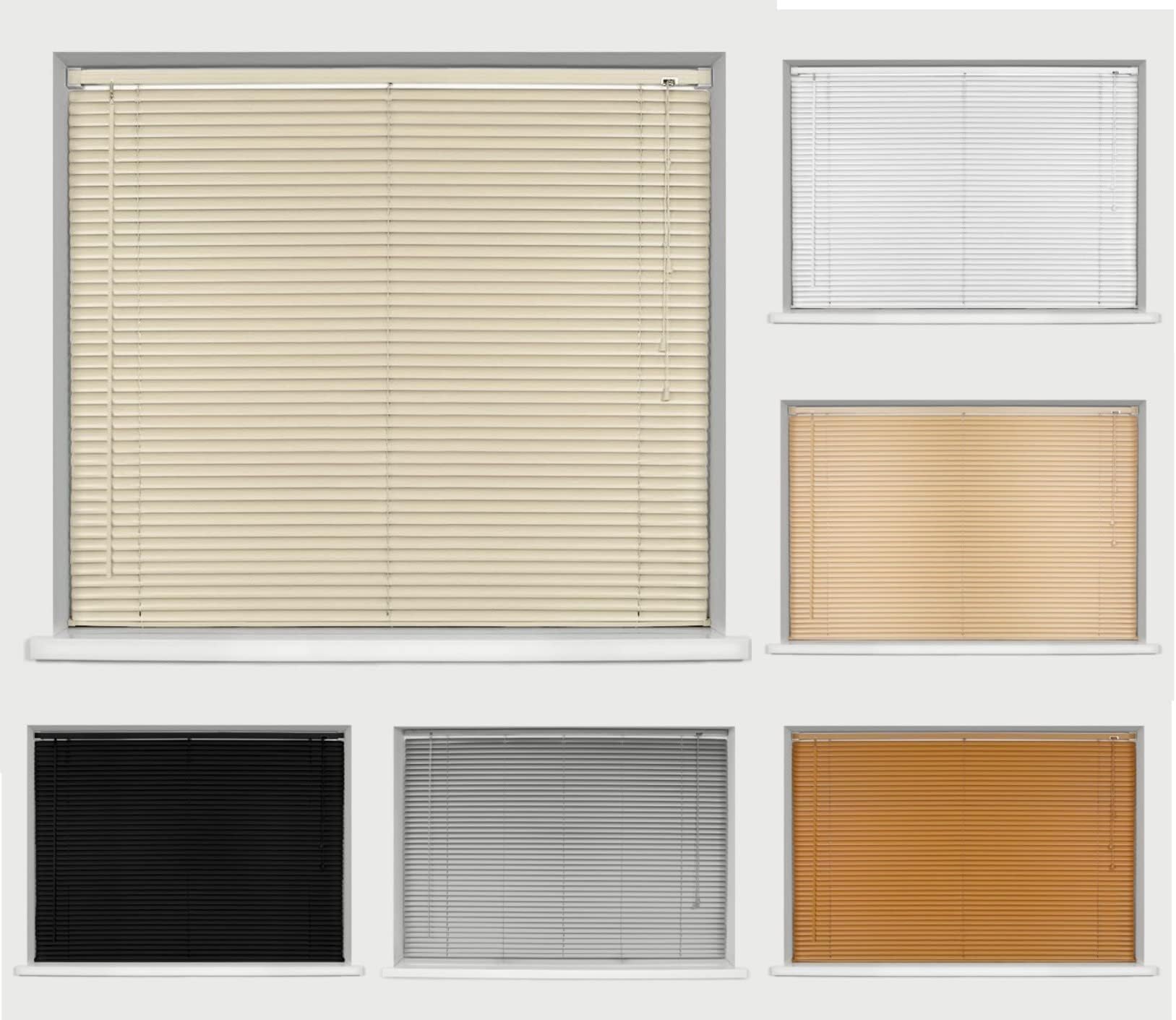 Ruby Deals PVC Window Venetian Blind Blinds Easy Fit Curtains Trimmable Fittings Windows Treatment Shutters Twist Open Close (Cream-PVC, 135cm wide (53.14'') x 150cm)