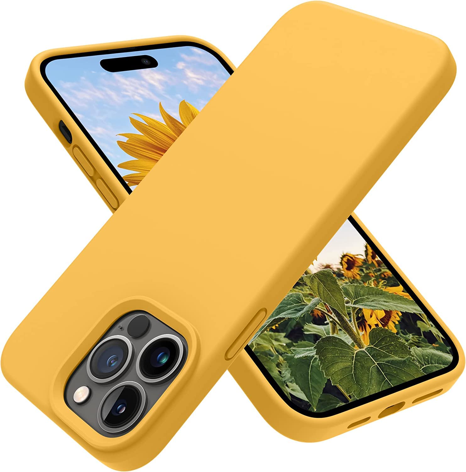 Basic Case Heavy Duty Luxury Designed for iPhone 14 Pro Max Case, Silicone Shockproof Slim Thin Phone Case for iPhone 14 Pro Max 6.7 inch (Honey Yellow)