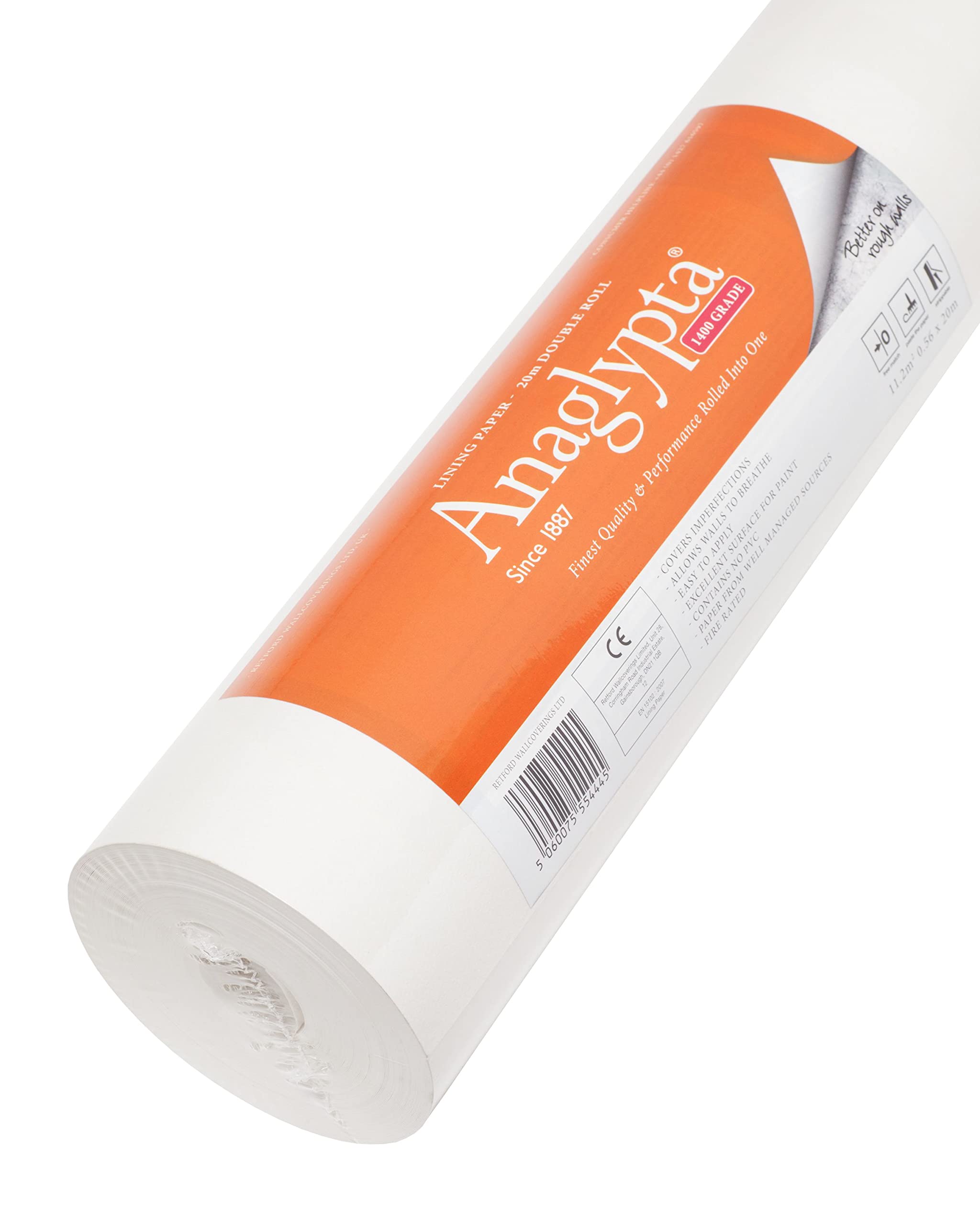 Anaglypta® Lining Paper - 10m, 20m and 40m Rolls - Grades 800 to 2500 (1400 Grade Double (20m))