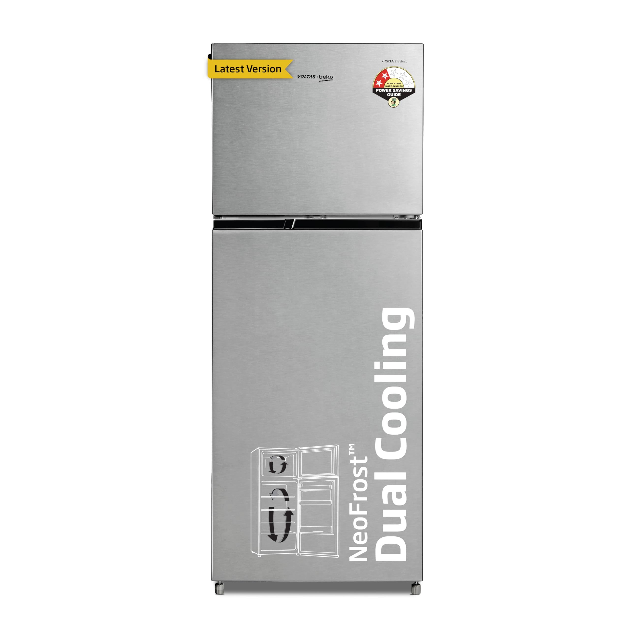 Voltas Beko, A Tata Product 228 L, 2-Star Made in India Double Door Frost Free Refrigerator with Neo Frost Dual Cooling Technology (RFF265D/W0XIR0I0000GO, Brushed Silver)