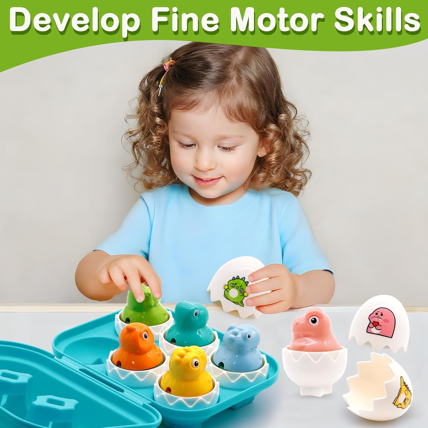 WEEJOYGAM Dinosaur Toys, Dino Matching Eggs Toys for Toddlers 1-3, Montessori Toys for 1 2 3 Year Old Toddler Baby Boy Girl Birthday Gifts Preschool Educational Learning Fine Motor Skill Puzzles Game