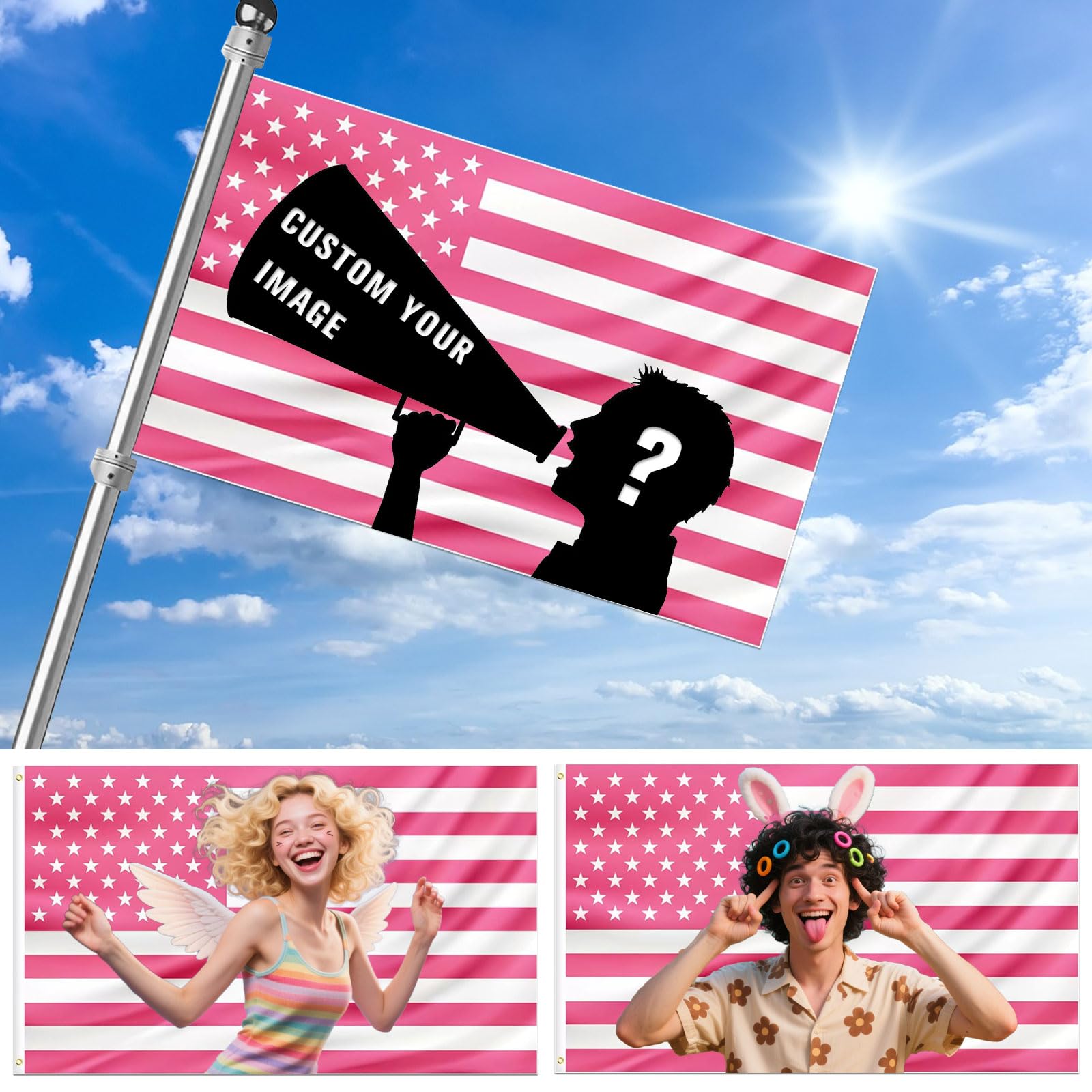 Custom Pink American Flag 3X5 Ft Personalized Flag Design Your Image Logo Photo Text Customized Flags for Indoor and Outdoor (Pink flag)