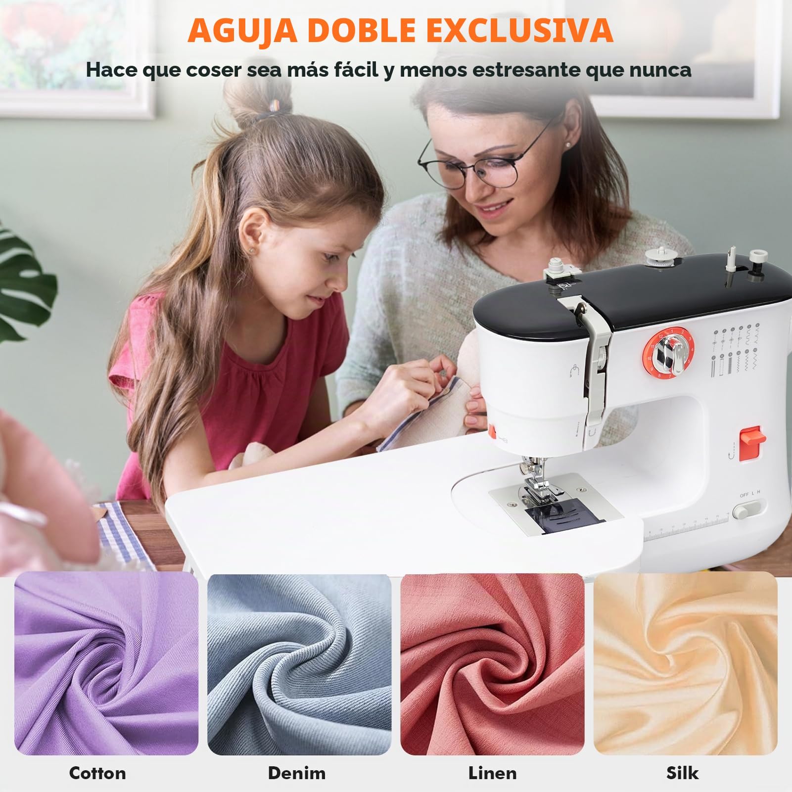 Máquina de coser eléctrica mini, 12 puntadas máquina de coser con mesa de extensión, 519 máquinas de coser sencillas para principiantes niños reparaciones, 30,5 x 13,0 x 25,5 cm