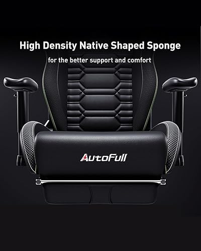 Miniatura 6 de AutoFull Silla de videojuego, silla de oficina, silla de escritorio con soporte lumbar ergonómico, estilo de carreras, cuero sintético, respaldo