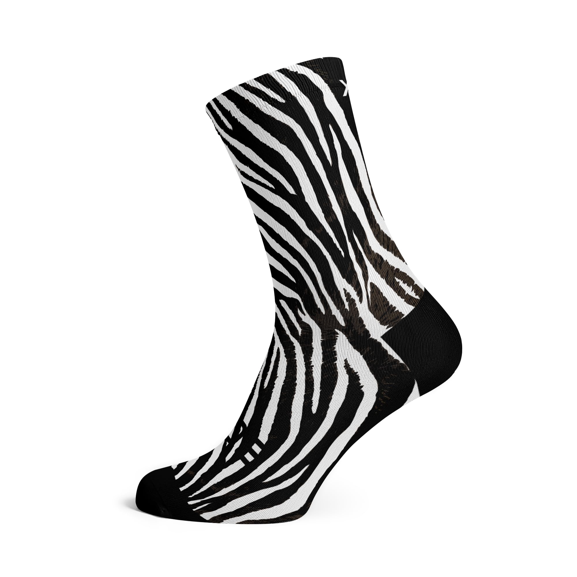 Sox Footwear Zebra Crew Socks, Black and White, 38-42