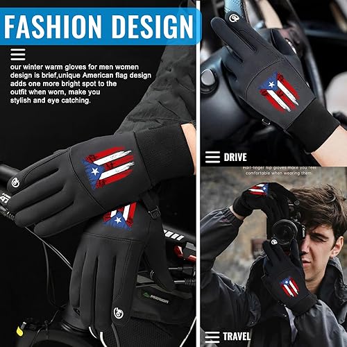 Miniatura 5 de Guantes de invierno, guantes para hombres y mujeres, para pantalla táctil mejorada, para mensajes de texto, cálidos, para correr, forro de punto,