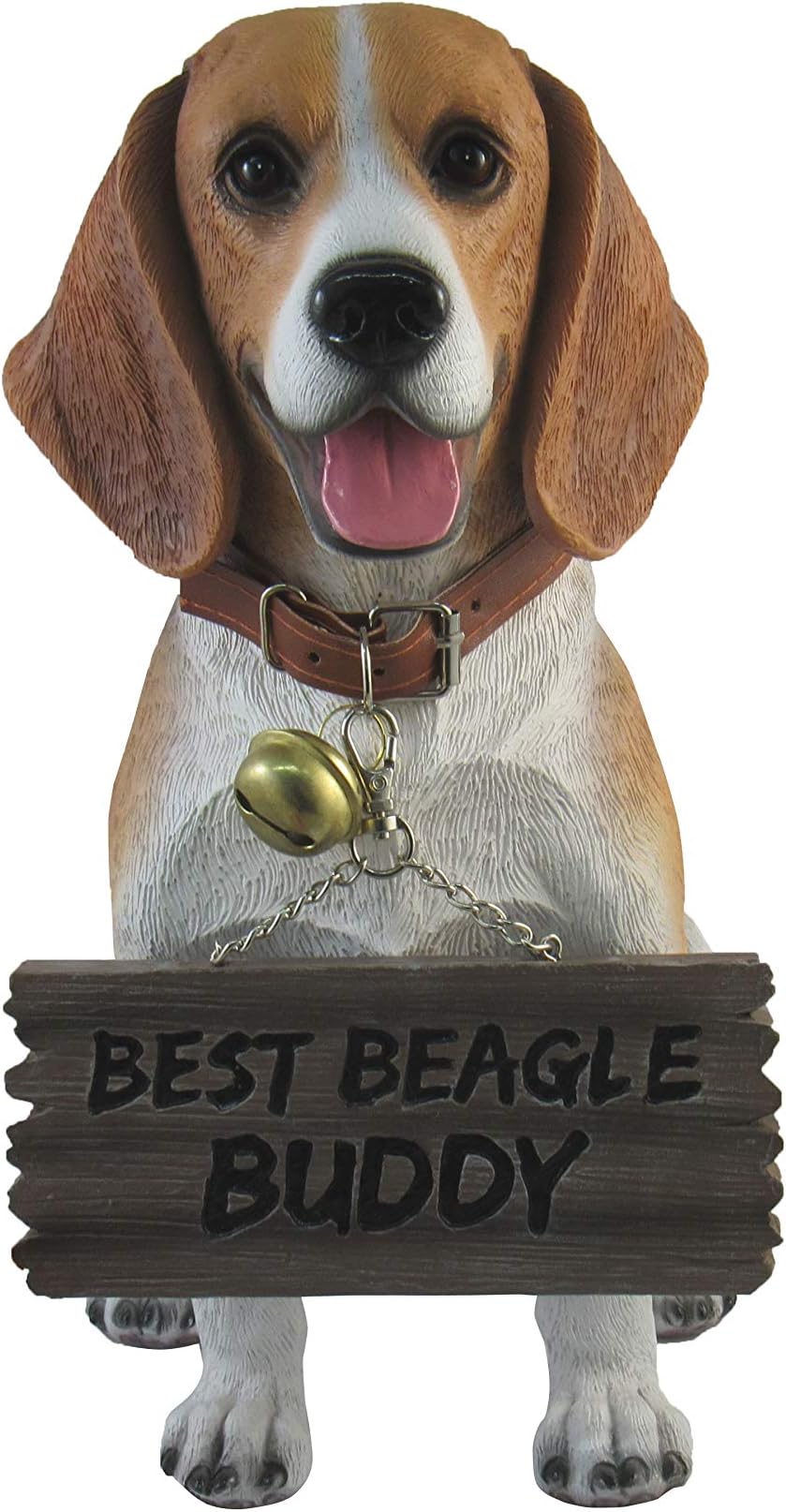 Adorable Beagle 11 Inch Puppy Dog with Welcome Sign Statue - Fantasic Detail Hand Painted Sculpture - Doggie Art Decor Bust - Decorative Poly-Resin Outdoor Animal Figure - DWK-HD49993