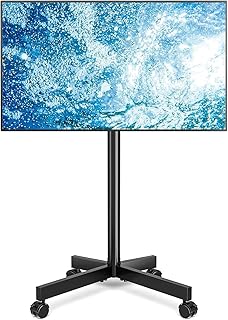 TV Stand Rollable with Wheels for 23-55 Inch Plasma/LCD/LED TV, Stand, Mobile Trolley, Height-Adjustable Stand, Trolley, Holds 40 kg, VESA 400 x 400 mm