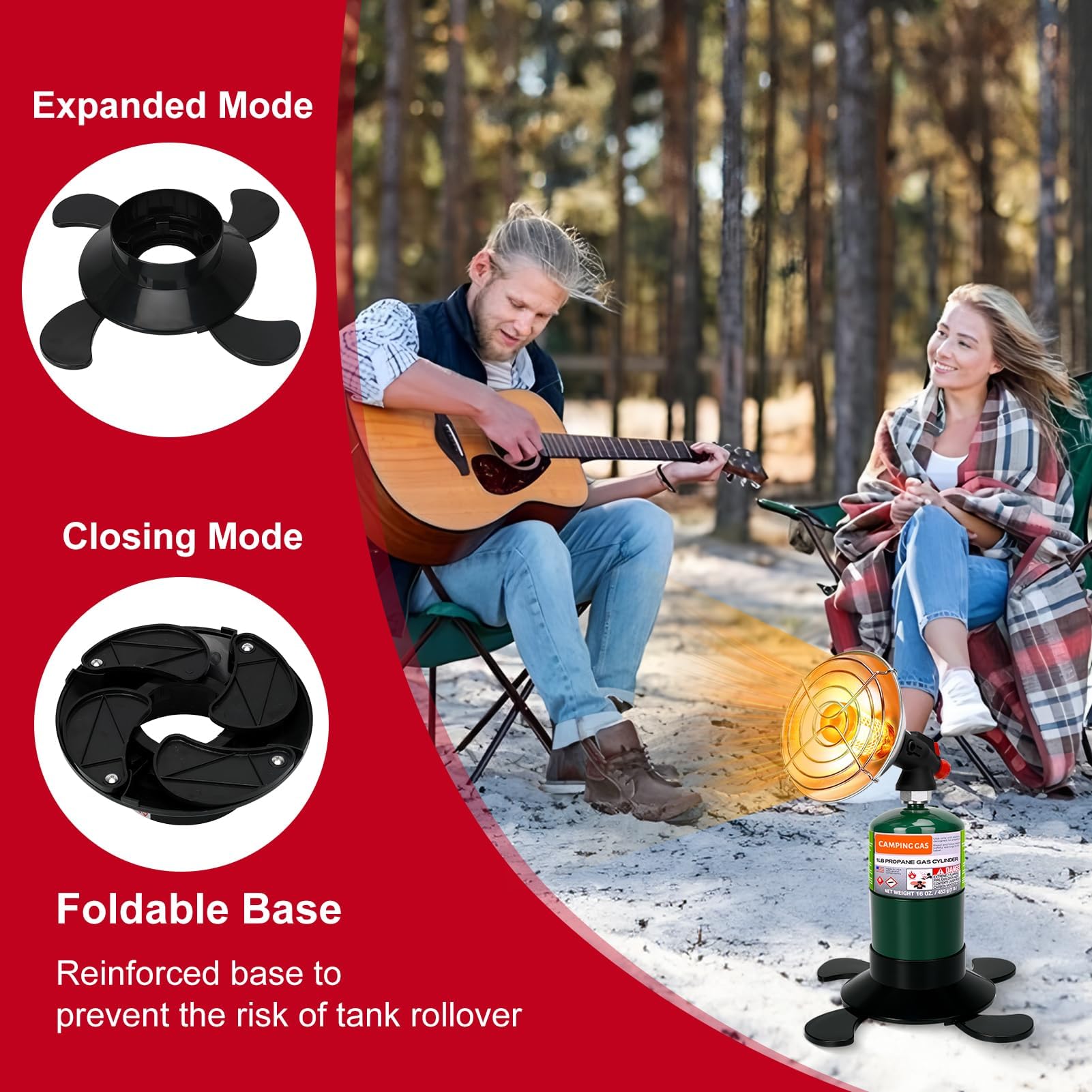 Calentador de propano para camping y patio con soporte para tanque de gas