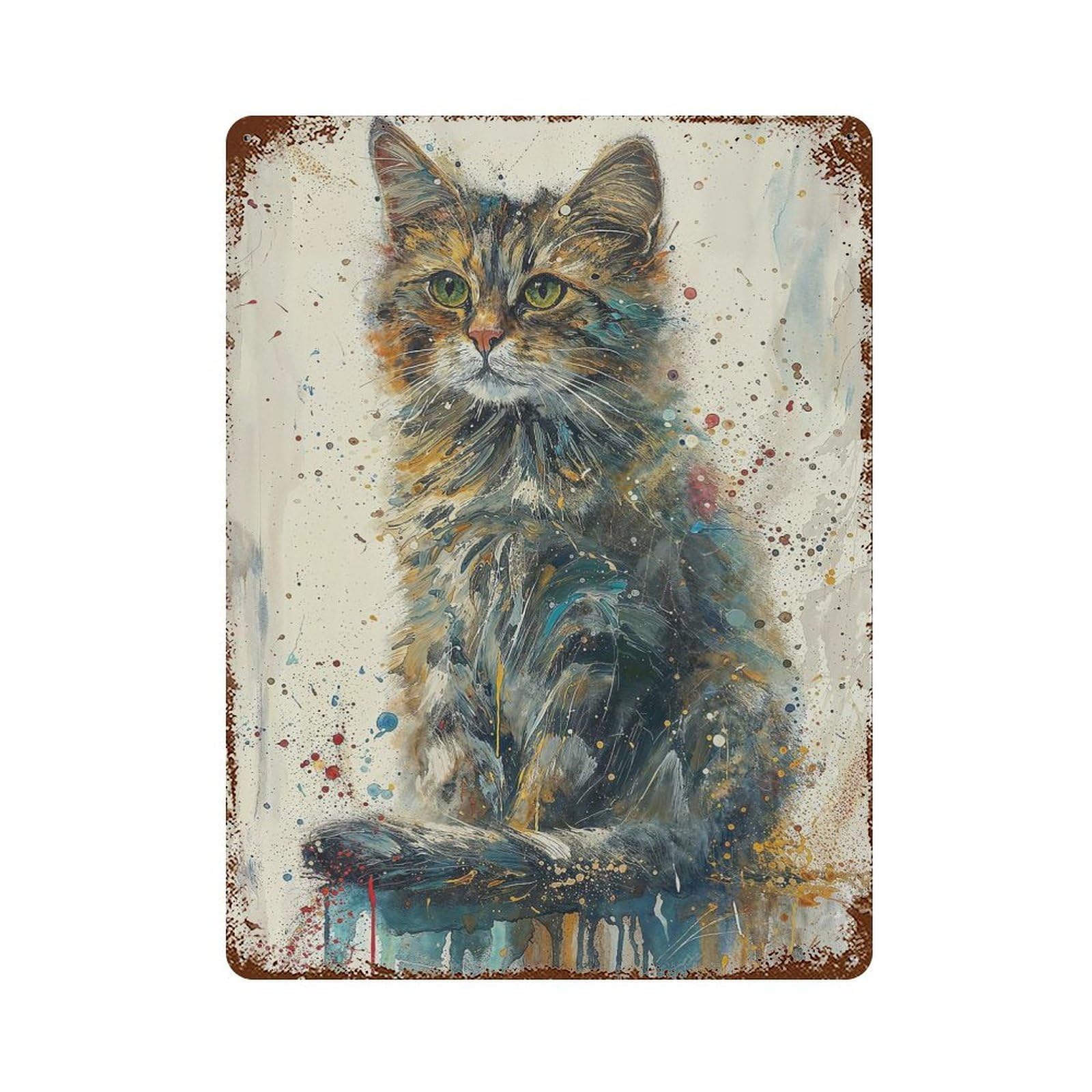 Splattered Whisker Art Retro Metal Sign 15.7"x11.8", for Pub, Kitchen And Man Cave Decor, Retro Wall Decor