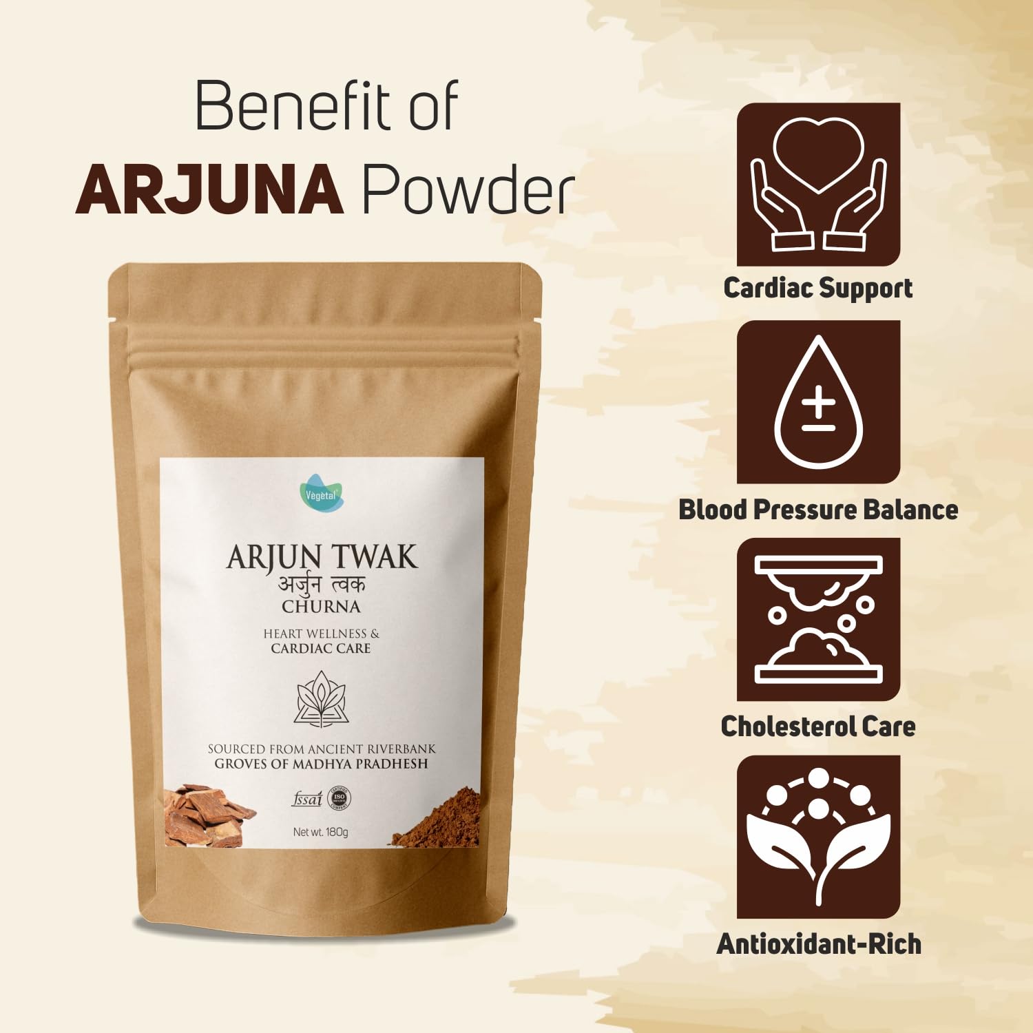 Vegetal Arjun Twak Churna Arjuna Bark Powder 180g — Amazon image 3