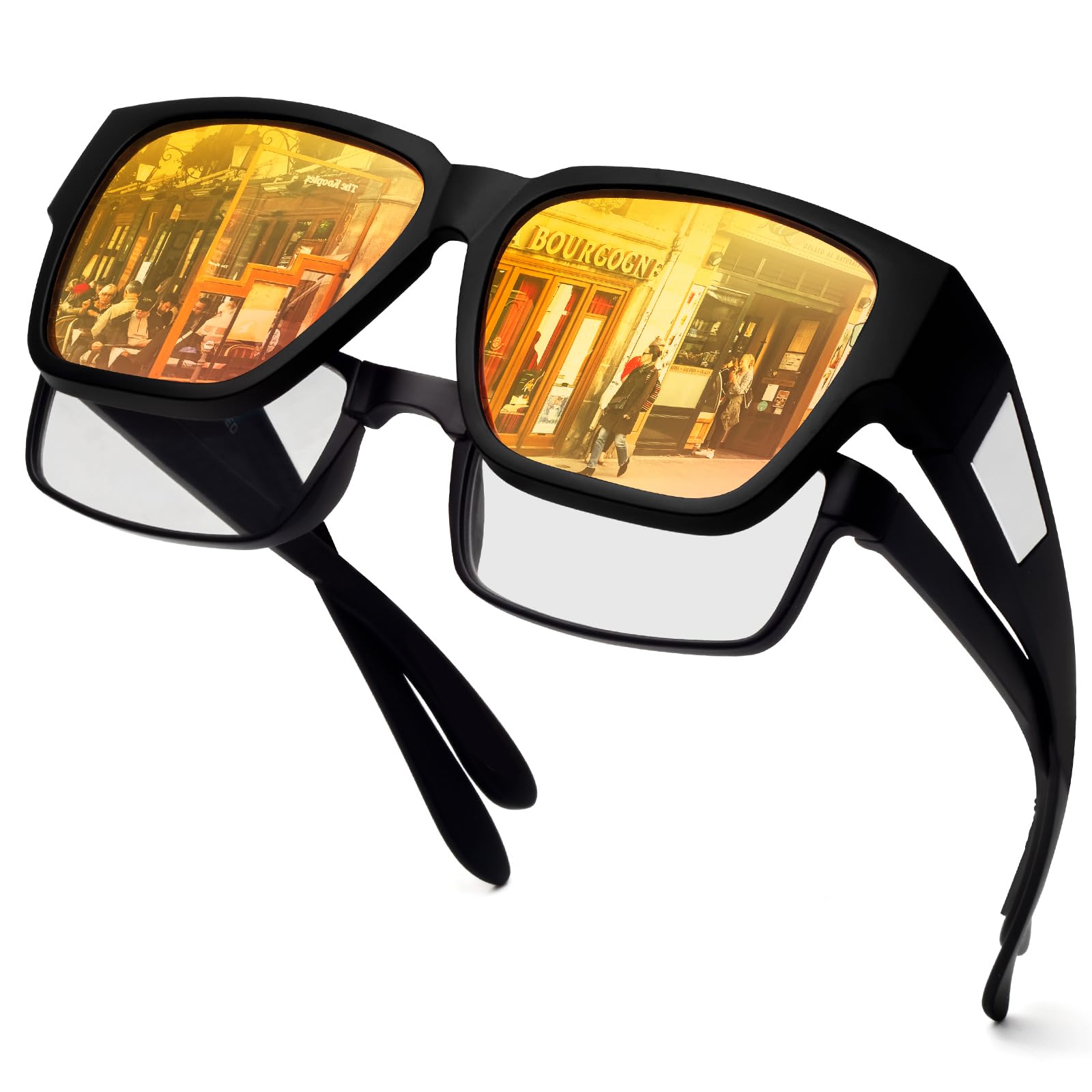 Face Shadow Polarized Sunglasses Fit Over Glasses for Men Lightweight Square Sun Glasses UV400 Protection Shades