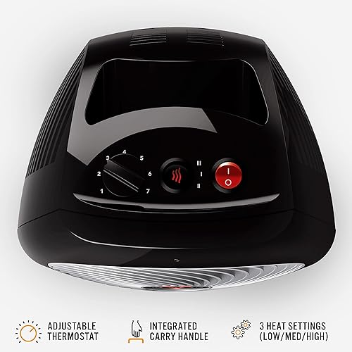 Miniatura 6 de Vornado Ventilador circulador de aire compacto 530 para toda la habitación, calentador de vórtice negro y MVH con 3 ajustes de calor, termostato