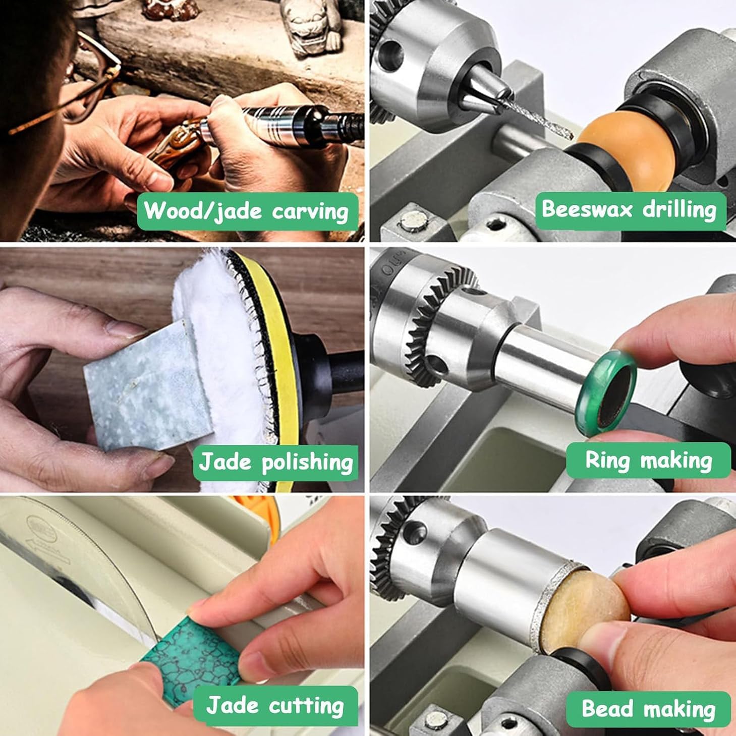 Gemstone Polisher Grinder Buffer Machine for Jewelry Making, Bench Lathe Cutting Machine, Rock Jewelry Buffer Polisher for Grinding Polishing Drilling