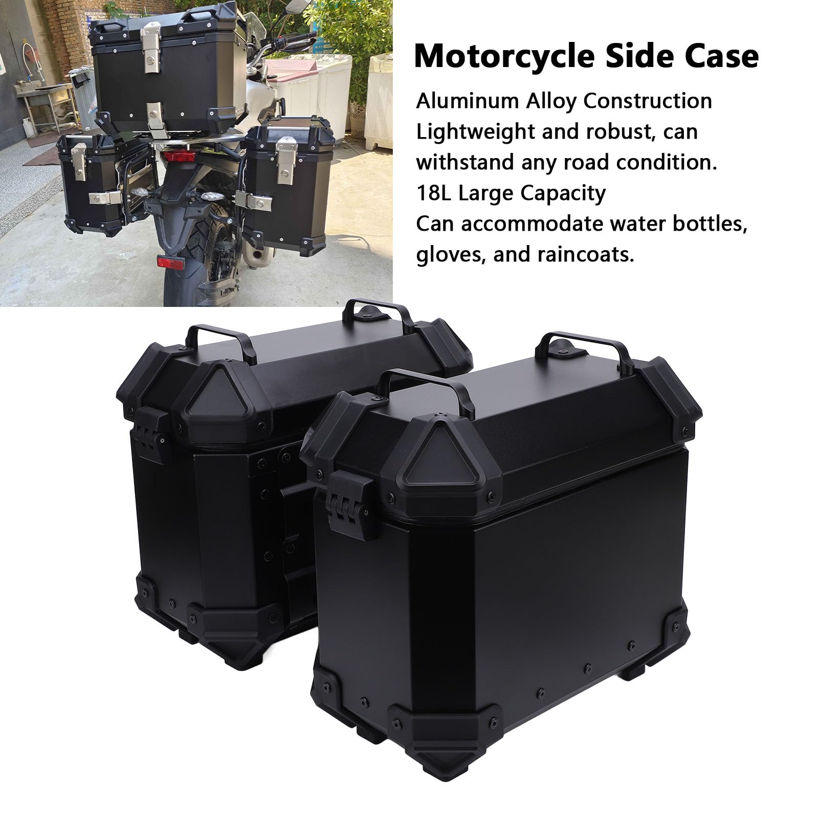 aqxreight 1 Paar Motorrad-Seitenkoffer 18 L Aluminiumlegierung Wasserabweisend
