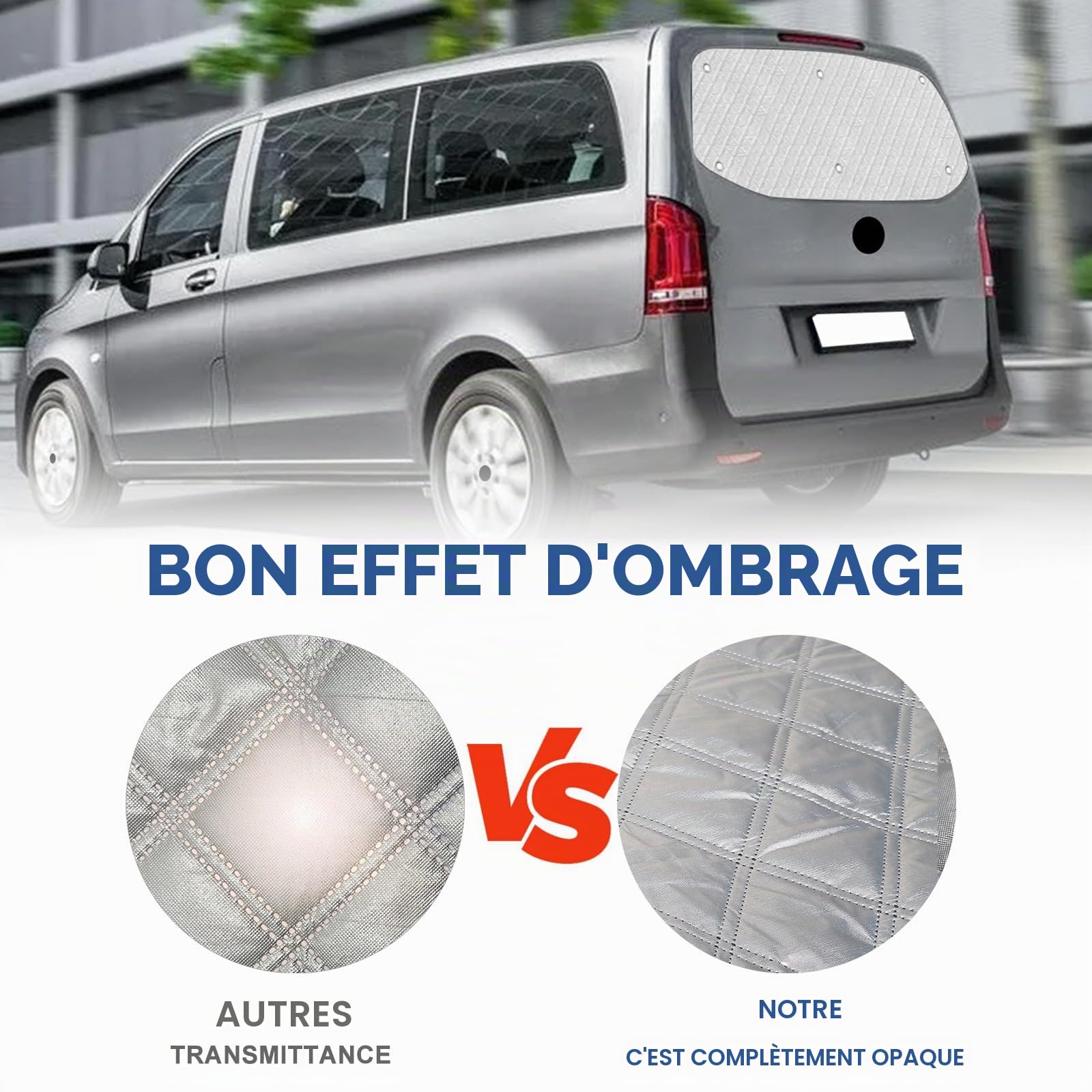 Pare-Soleil pour Pare-Brise Compatible avec Mercedes-Benz Vito W447 2014-2025, Pare-Soleil de Lunette Arrière à Une Porte Thermiques Internes