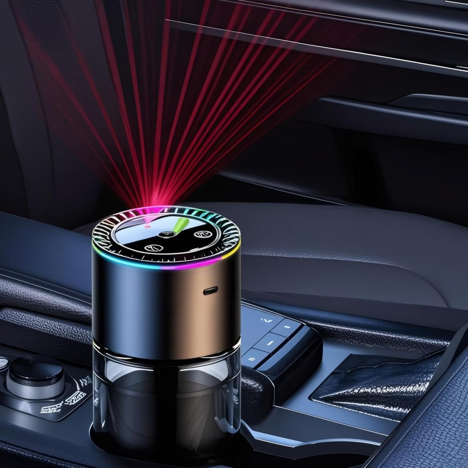Smart Car Air Freshener,180ml (6.09 Oz) Car Air Freshener Diffuser for 270days,Auto On/Off,Starry Sky Projection,7 Color RGB Light,3 Adjustable Modes for Travel Office Home (Cologne)