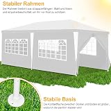 Hebitod Tonnelle imperméable 3 x 6 m avec 4 Panneaux latéraux, Tente de réception, Protection UV, tonnelle de Jardin, pour Jardin, Mariage, extérieur, fête, Camping (Blanc) - 5