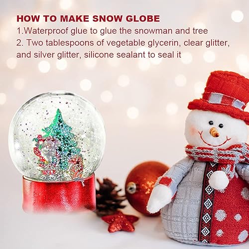 Miniatura 4 de 10 globos de nieve de plástico transparente de 3.6 pulgadas/3.583 in, globo de nieve rellenable con tapa de rosca para manualidades, Navidad,