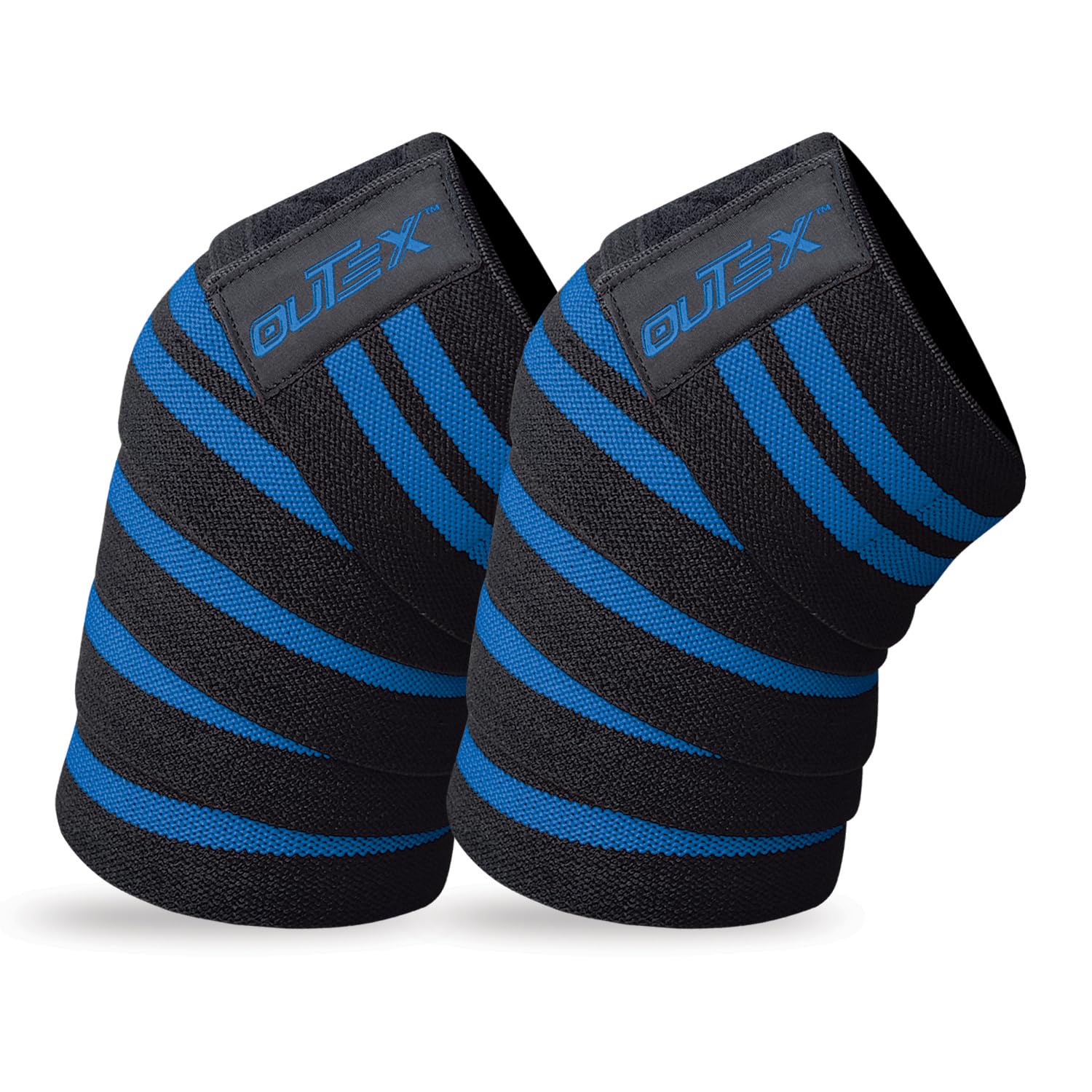 Outex Rodilleras para levantamiento de pesas (par), correas de rodilla de 80 pulgadas de largo para levantamiento de pesas, levantamiento de potencia, prensa de piernas, entrenamiento cruzado, soporte