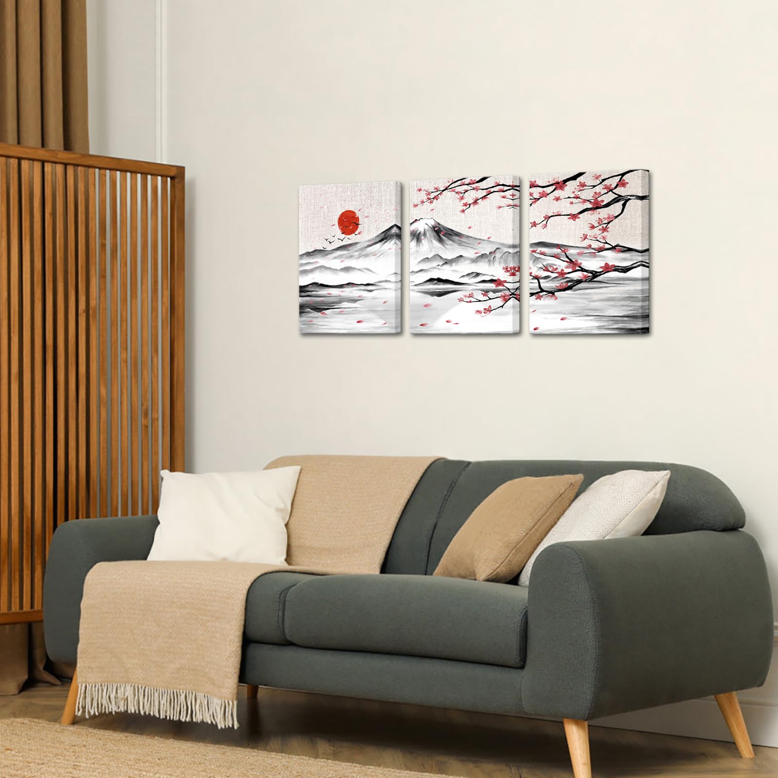 Amazon.com: LyerArtork 3 Pieces Japanese Cherry Blossom Mount Fuji