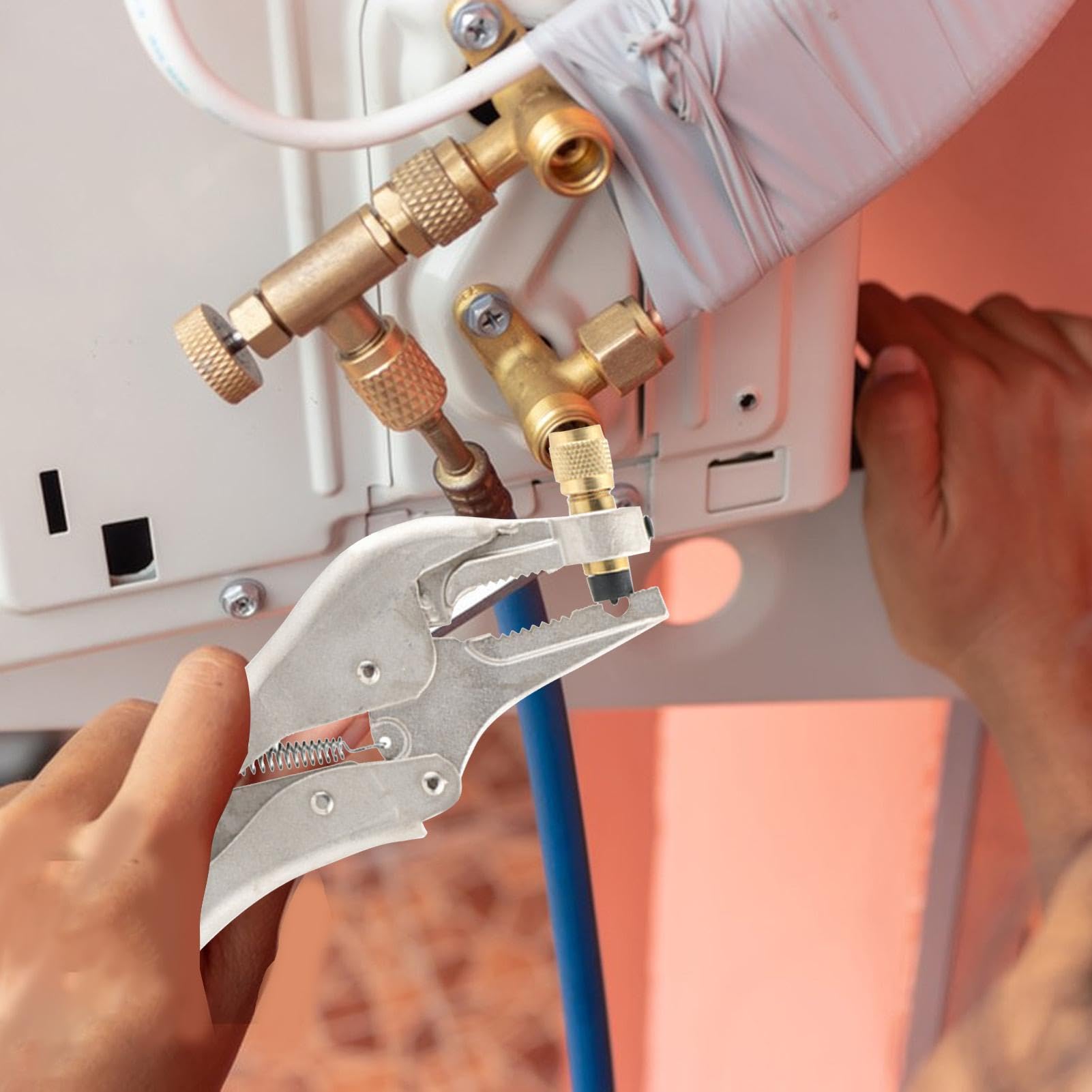 Pinze per perforazione HVAC - Strumenti di riparazione del condizionatore d'aria, strumento di perforazione per recupero del refrigerante | Pinze di bloccaggio del tubo del refrigerante per recup
