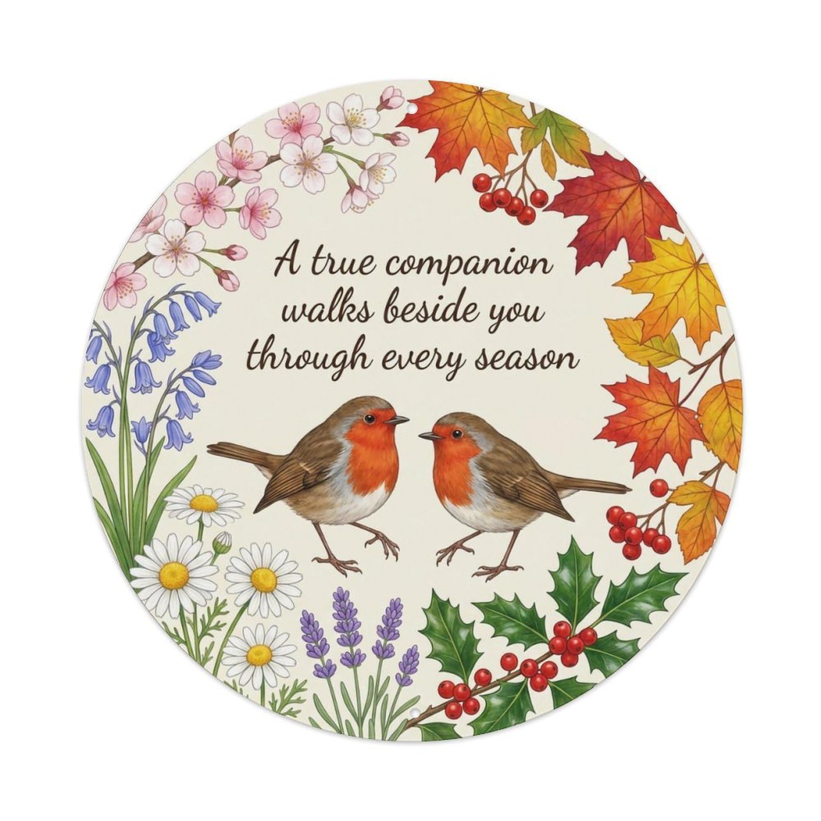 Okahys 8X8inch(20X20cm) European Robin Garden Sign Heaven Love Companion Metal Tin Sign
