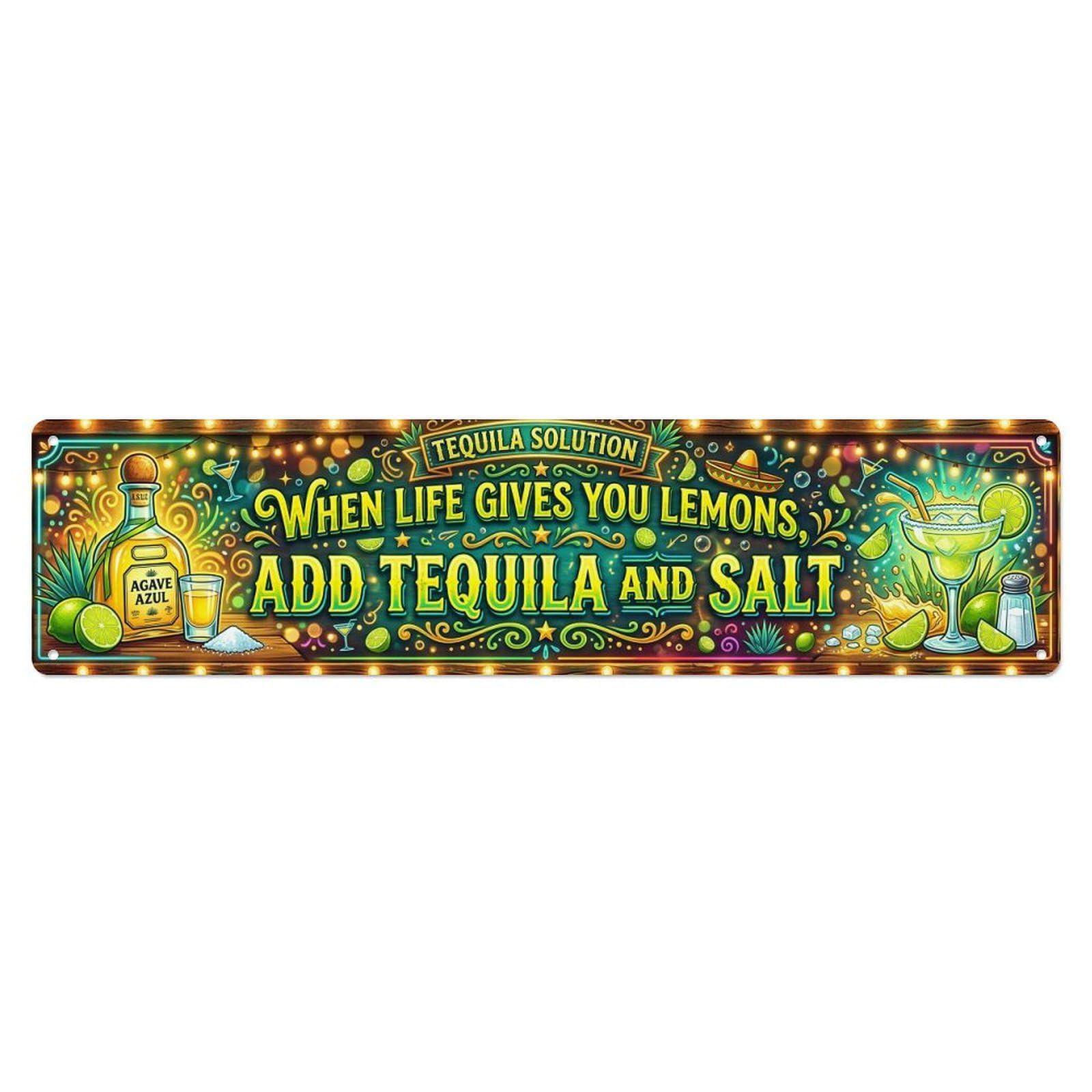 Tequila Lemon Bar Beverage Metal Tin Sign Plaque Wall Decor for Cafe, Club Bar, Office, Home Garden Metal Poster 4x16Inch