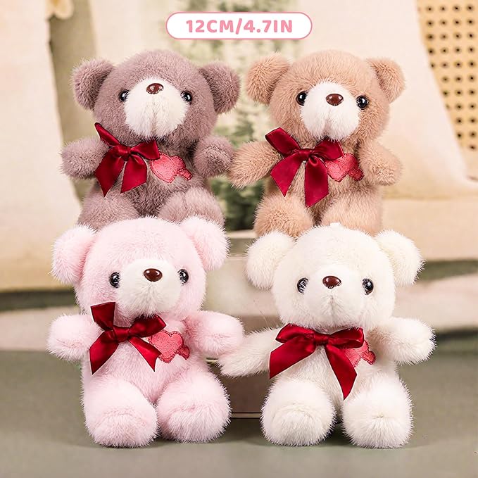 Peluche Oso de Peluche Abearcar Marrón con Corazón Bordado y Corbata miniatura 2