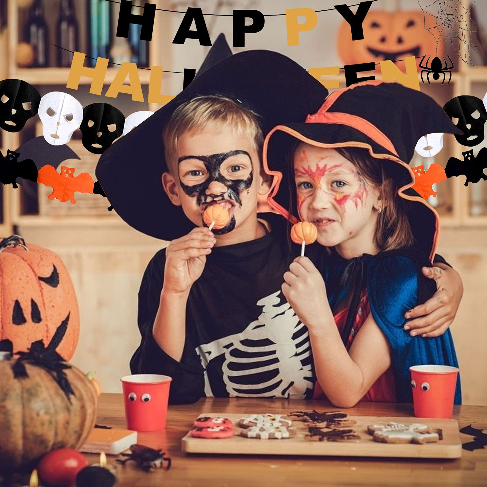 6 Pezzi Banner Halloween Con Pipistrelli, Ragni, Zucca, Fantasmi E Scritta – Decorazioni In Tessuto Non Tessuto Per Festa Paurosa