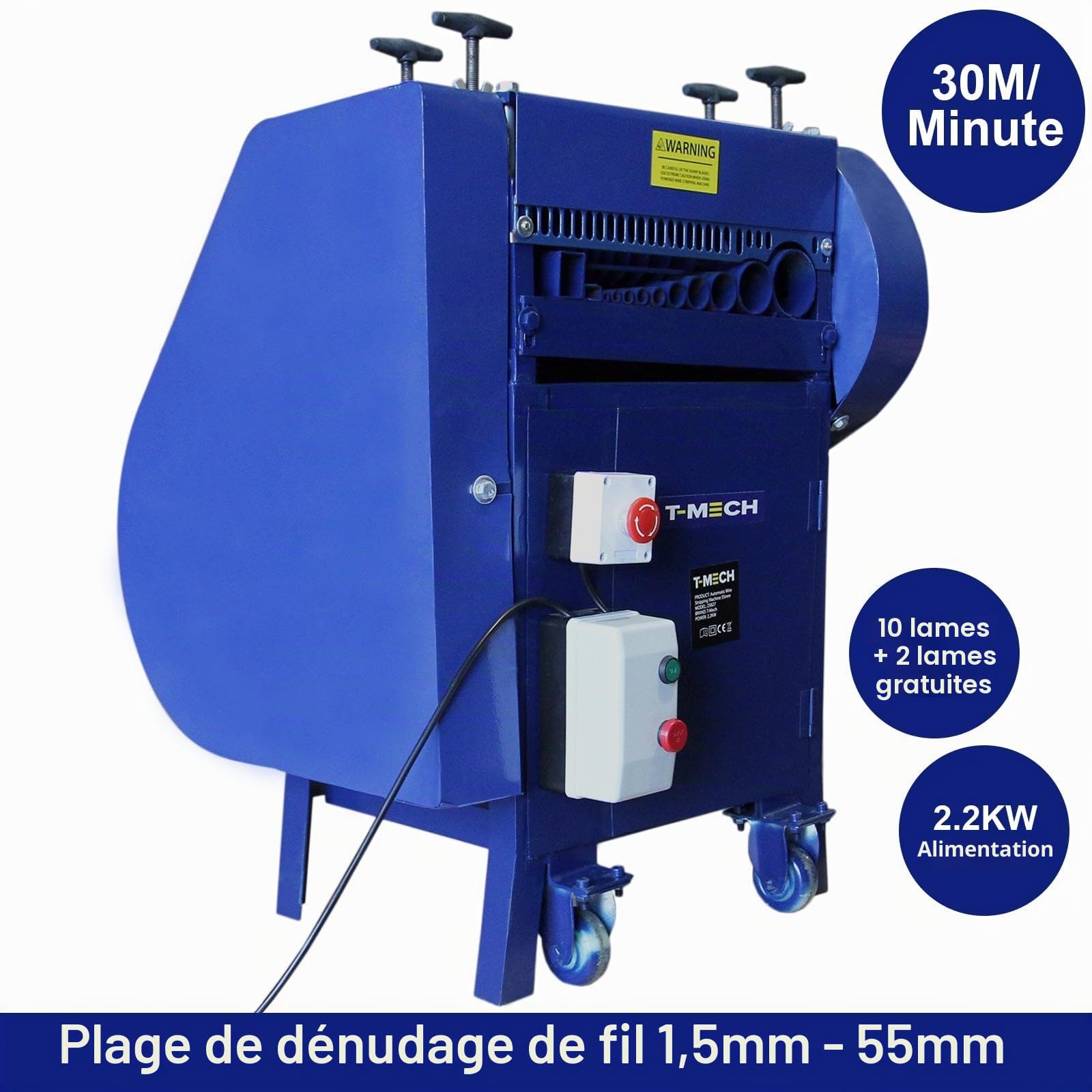 T-Mech Machine à Dénuder Pour Câble Électrique de 1,5 à 55 mm 30 m/minute 380 W Portable Automatique Dénudeuse Multi-Trous Scrap Recyclage Cuivre