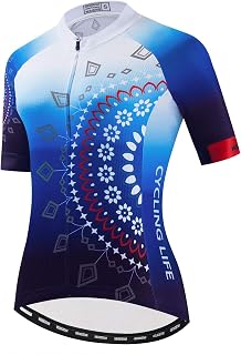 JPOJPO Womens Cycling Jersey,Bike Shirt Quick-Dry Breathable Reflective S-2XL Tops