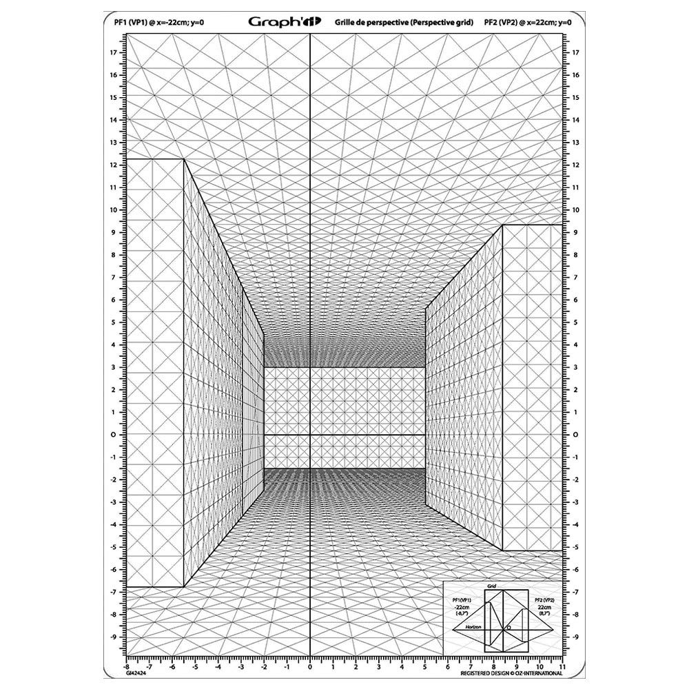 Graph'it - Flexible Perspective Grid - Drawing Tool for Students and Professionals - Front Perspective Street Template - Multi-Purpose - A4 Size