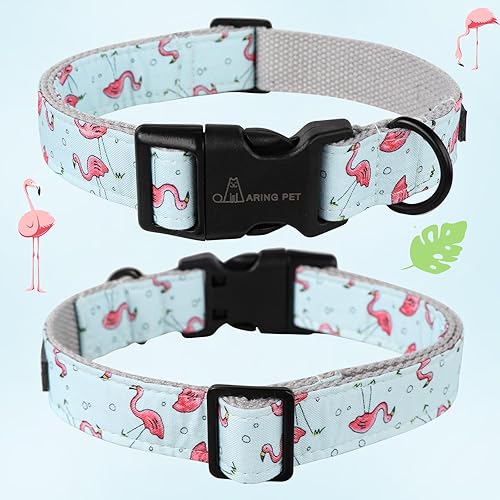 Miniatura 3 de Aring Pet Collar de algodón, ligero y ajustable, con hebilla de liberación rápida para perros pequeños, medianos y grandes, para cachorros, S,