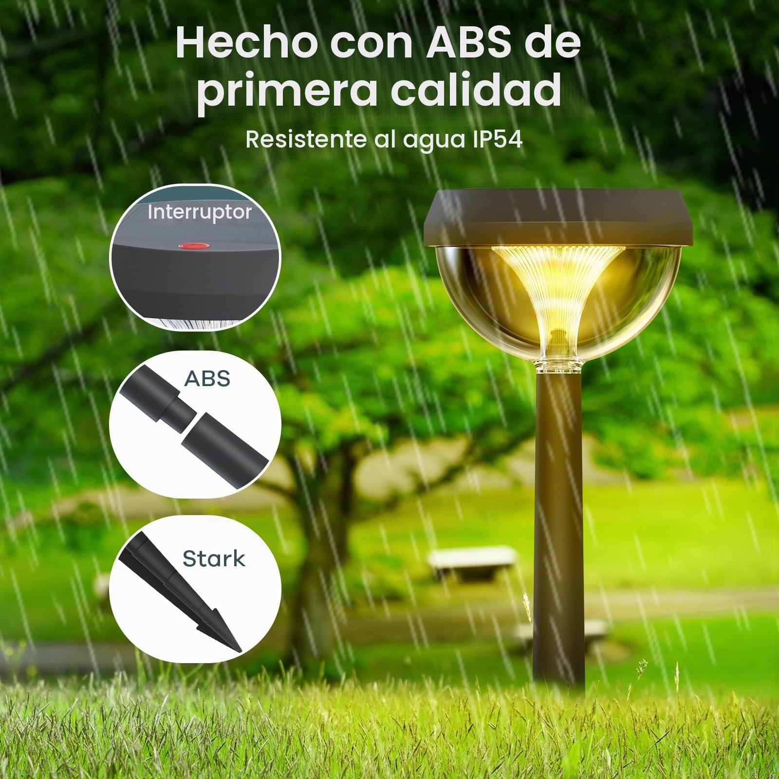 Linkind Luces Solares Exterior Jardin, Baliza Solar con 200lm Luz Calido, 3 Dibujos Cambiable, Altura Ajustable, Lámpara Solar Impermeable IP54 para Iluminar Camino, Césped, Balcón,8 Piezas