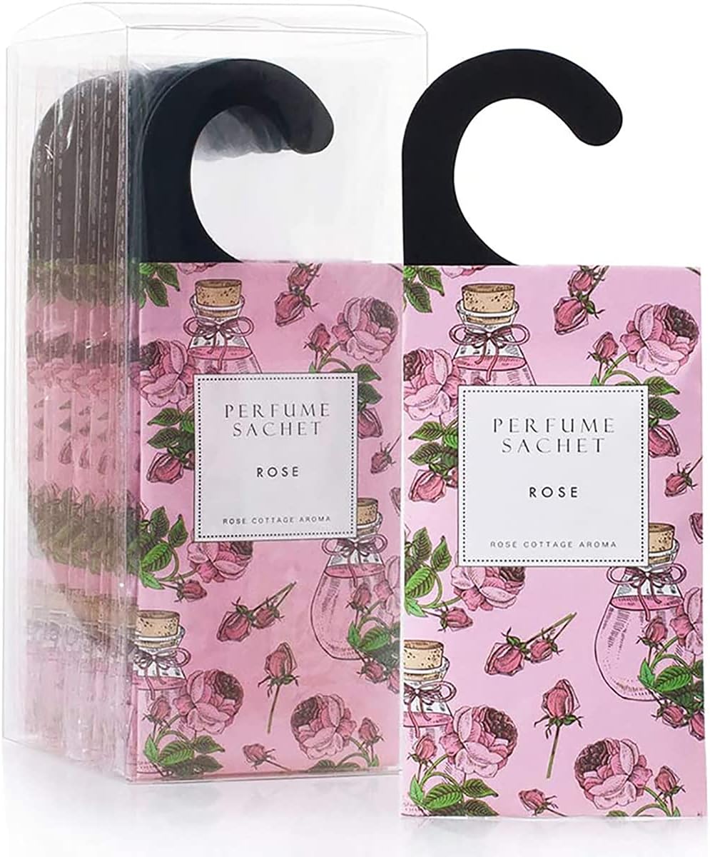 Rose Cottage 12Packs Rose Closet Scented Sachets Bags Air Freshener for Drawers and Closets,Sachets for Weddings