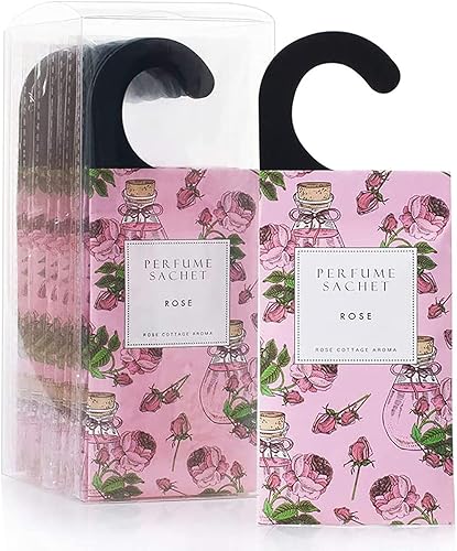 ROSE COTTAGE Grandes paquetes de 12 unidades de desodorante de armario colgante de rosas, ambientador, bolsas perfumadas de larga duración,