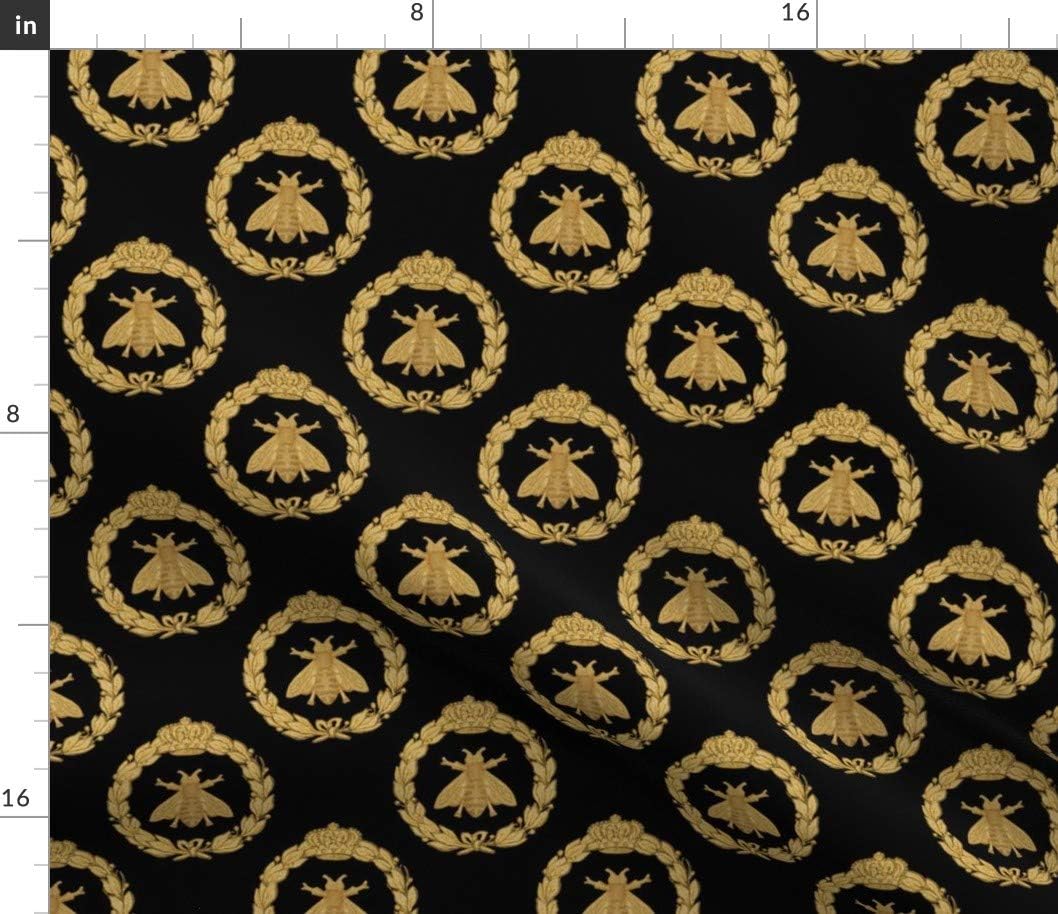 Spoonflower Fabric - Bees Bee Black Classic Gold Honeybee Printed on Petal Signature Cotton Fabric by The Yard - Sewing Quilting Apparel Crafts Decor