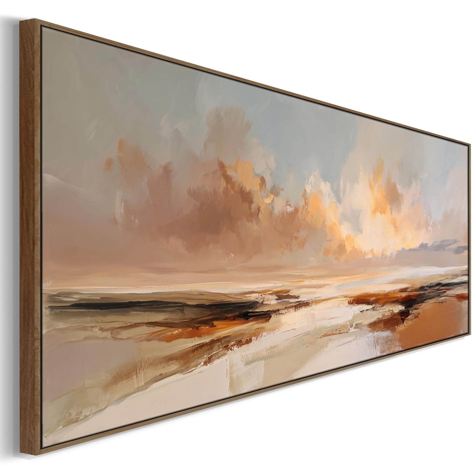 Wallfillers Sienna Abstract Horizon Panoramic Wide Rust Wall Art (100cm x 37cm)