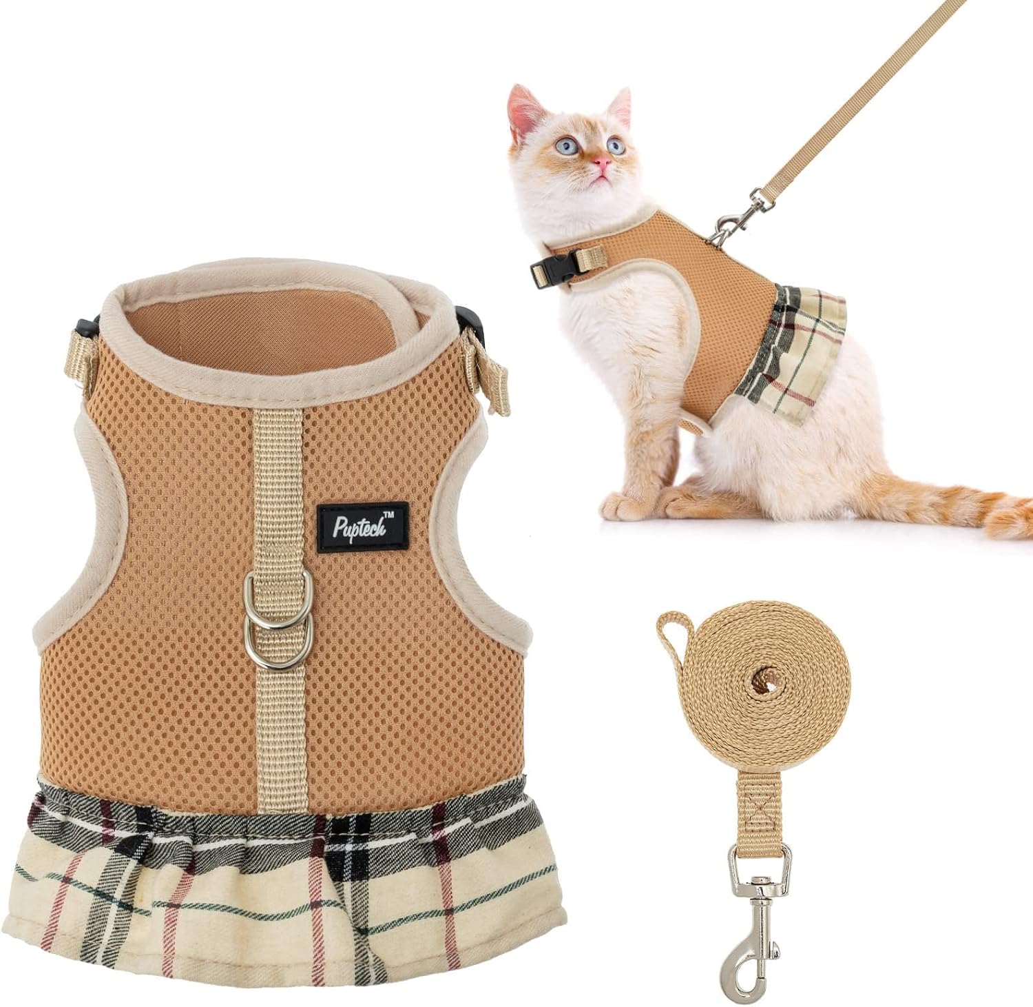 Furryhug Escape Proof Cat Harness and Leash - Soft Mesh Breathable Kitty Vest Harness for Outdoor Walking, Adjustable, Cute, Comfort for…