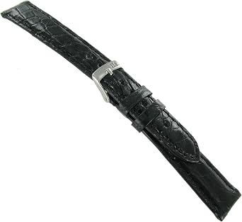 Morellato 18mm Genuine Crocodile Classic Black Padded Stitched Mens Watch Band Regular