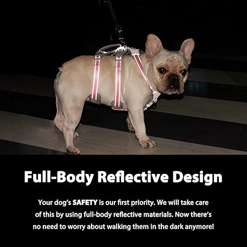 Miniatura 3 de Arnés para perro a prueba de escapes, arnés reflectante sin tirones con asa de elevación, chaleco ajustable para mascotas con clips delanteros y