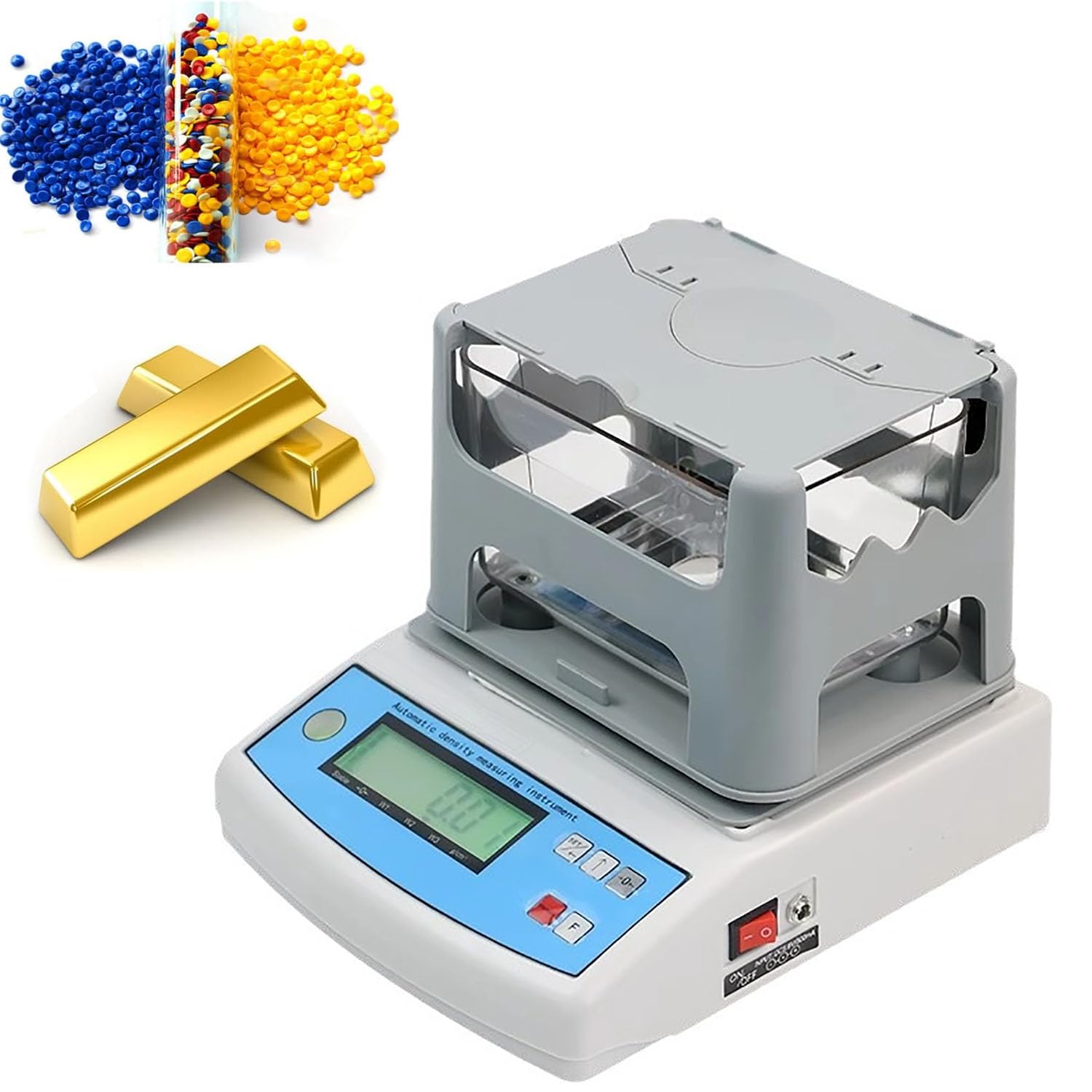 Densimetro per solidi elettronici ad alta precisione, precisione 0,001 G/cm³ con pesi di calibrazione, per parti metalliche, prodotti in gomma, granuli di plastica