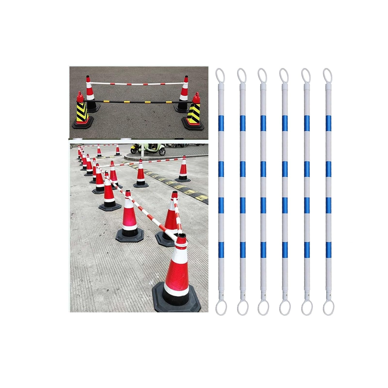 Barre de cônes de signalisation extensible en plastique pour parking