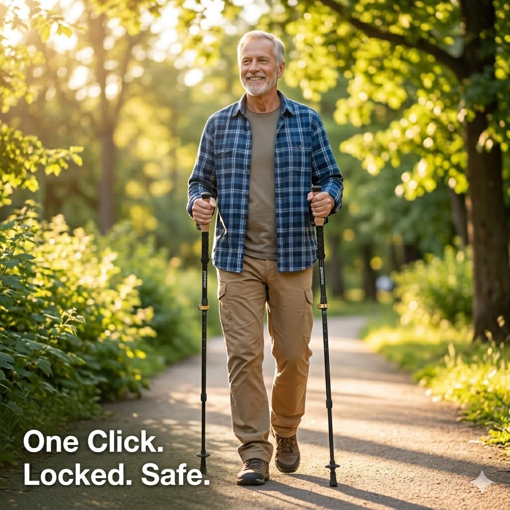 Trekking Poles for Seniors, 2 Pack Flip-Lock Adjustable Walking Sticks, 240g