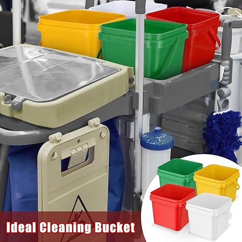 Miniatura 7 de Mifoci 4 cubos de plástico cuadrados de 5 cuartos de galón, cubo de limpieza, cubo pequeño con asa para limpieza de la casa, almacenamiento de