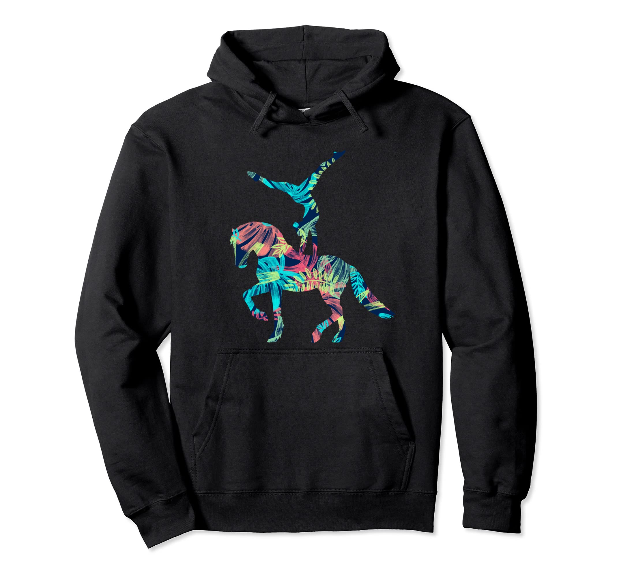 Equestrian Vaulting Jungle Design Horses I Vault Pullover Hoodie, Black